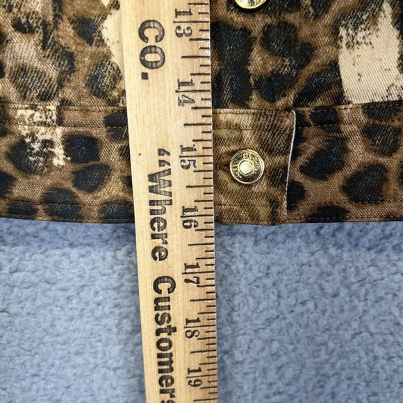 Vintage Christian Dior Jacket Womens 8 Brown Denim Leopard Galliano Cropped - Picture 5 of 7